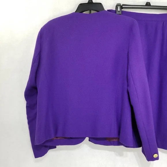 Vintage Gregor Wool Purple Skirt Suit Blazer Jacket 8 Lined - Picture 7 of 12